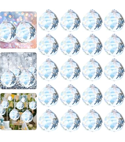 TNSLAND Acchiappasole In Cristallo - 20 Pezzi Prismi Decorativi Per Finestre E Lampadari (20MM) - Foto 14