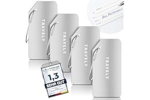 ‎TRAVELY Travely Premium Kofferanhänger - leicht Erkennbar, Robust & Sicher - inkl. Namensschild und Privatsphäre Schutz I Vielseitig und Praktische Adressanhänger, Namensanhänger & Gepäckanhänger