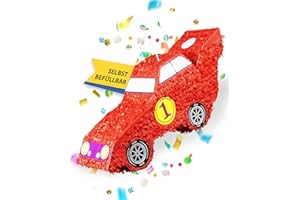 PARTY FACTORY Boland – Pinata Rennwagen rot für Jungen & Mädchen zum Befüllen & aufhängen – Schlag-Piñata als Party Deko in 55x23 cm für Geburtstag & Mottopartys – Partyspiel Motiv-Pinjata für Kinder
