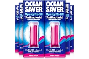 OceanSaver Antibacterial & Disinfectant Surface Cleaning Spray - 6x 9ml Refills | Powerful Just Add Water Multi-Surface Cleaner | Plastic-Free, Plant Based & Cruelty-Free | Pink Grapefruit Scent