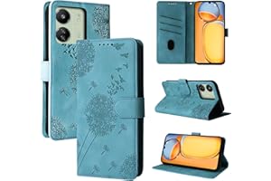 Rostsant Handyhülle für Xiaomi Redmi 13C/Redmi 13 C/Poco C65 Löwenzahn PU Leder Redmi 13C Flip Case Brieftasche Tasche Hülle Magnetisch Handyhülle für Redmi 13C Blau