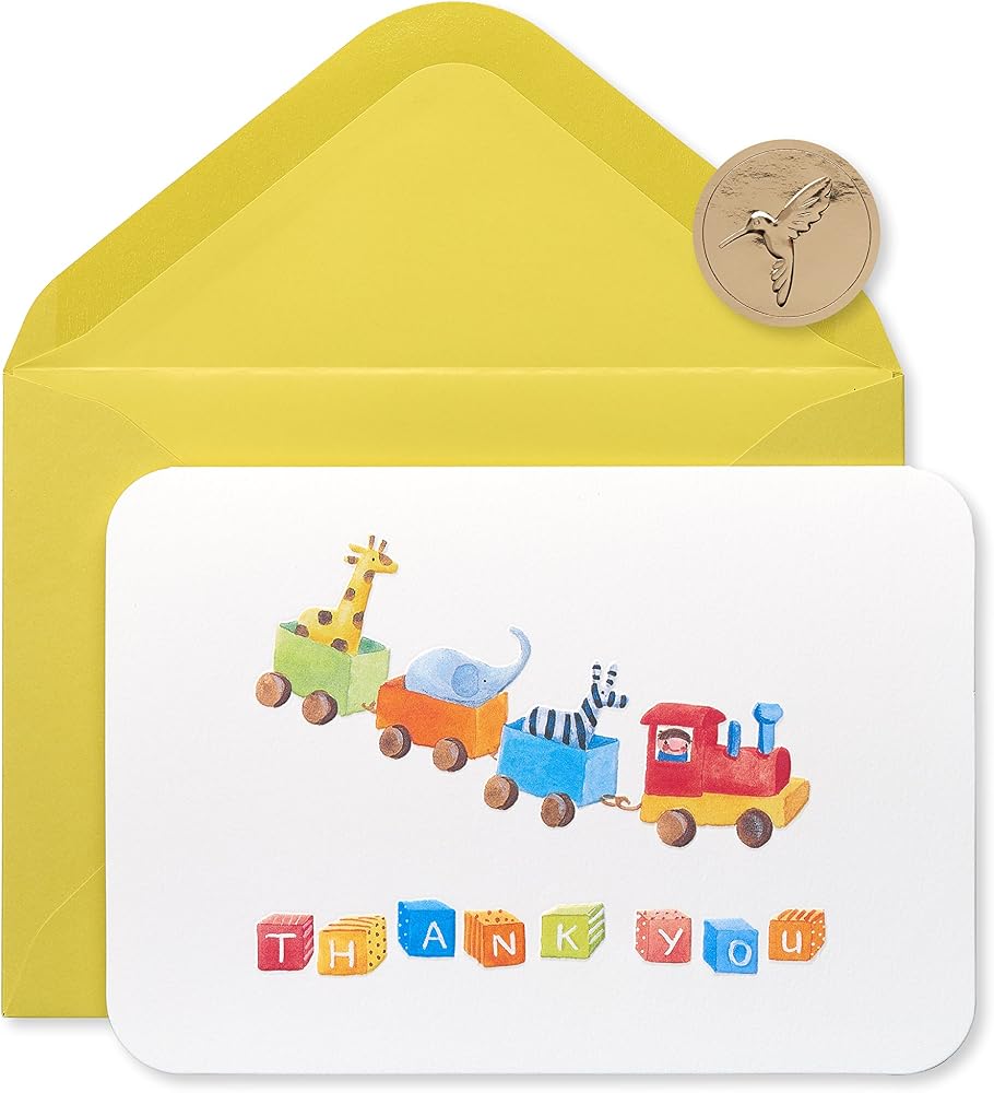 Papyrus Zarflı Bebek Teşekkür Kartları, Oyuncak Tren (12-Sayım)