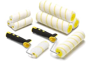 ZJTAPE Rouleau de Peinture, 8 Pcs Kit Rouleau à Peinture, 6 Pcs Pinceaux de Peinture Rouleaux（18cm / 11cm）+ 2 Poignée, Diamand Ensemble de Peintre, Rouleau et Recharge Pour le Mur et le Plafond Antigoutte.