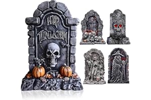 BEAUTLOHAS. 63CM Halloween Grabstein Dekoration 5 Stück Groß Halloween Deko Garten Plastic Board Heavy Duty Graveyard Dekorationen Grabsteine im Freien Hof Lawn Garden