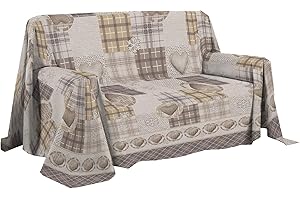 PENSIERI DELICATI Telo Copridivano 180 x 290 cm Made in Italy, Telo Copritutto 100% Cotone Puro, Fantasia Mountain Beige, Ideale come Telo Arredo, Salvadivano o Copriletto Estivo (1 Piazza)