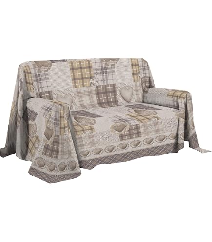 Telo Arredatutto Home Tresor - Copridivano E Copriletto Multiuso 240x280 Cm - Fantasia Beige Misto Cotone - Made In Italy - 4