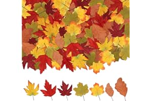 QKEINV 40PCS Artificial Autumn Leaves, Artificial Maple Leaves, Autumn Leaf Decorations, Fall Mixed Leaves for Decorating Autumnal Room, Card Making, Crafts, Halloween and Thanksgiving Day