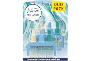 Febreze 3Volution Linge Frais Recharges pour Diffuseur Électrique, 2 Recharges de 20ml, 3 Parfums en Alternance, Combat les Odeurs en Continu, Jusqu'à 90 Jours
