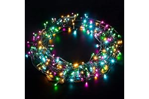 ‎ELEGEAR Elegear Łańcuch Świetlny 20M 200 Diod Led, Wodoodporność IP44, 8 Trybów Pracy, Ciemnozielony Kabel, Wewnętrzny I Zewnętrzny Światła Zewnętrzne Do Sypialni Ogród Przyjęcia Wesele, Kolorowe