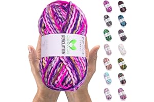 MeriWoolArt Merino Wolle zum Stricken – 75 m Mehrfarbige Dicke Weiche Merinowolle zum Stricken für Pullover Jacken – XXL Handstrickwolle – Voluminöse DIY Wolle für Schals Decken Tücher Geschenke