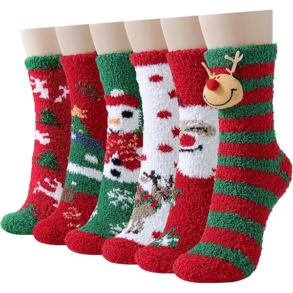 6 Paar Halloween Socken Damen - Flauschige Grusel-Socken