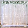 Beige Tüll-Hintergrund Mit Lichterkette – 2 Paneele Je 1,5x3 M, Für Hochzeit, Party & Fotoshooting