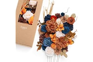 ‎LING'S MOMENT Ling's moment Künstliche Blumen Combo Box Set, Haselnuss & Marine für DIY Hochzeitsstrauß, Tafelaufsätze Dekor, Blumenarrangement Dekor