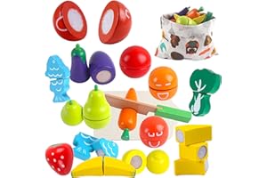 newlng Frutas y Verduras Juguete de Madera Cocina de Juguete para Cortar Regalo de Cumpleaños y Navidad y Día del Niño y Graduación del Jardín de Infantes para 2, 3, 4, 5 años Niña