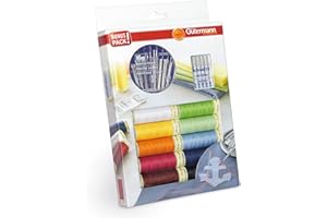 GÜTERMANN Gutermann 734562-Juego de 10 bobinas con Agujas de Coser Prym (100 m), Poliéster, Colores Surtidos, 1000