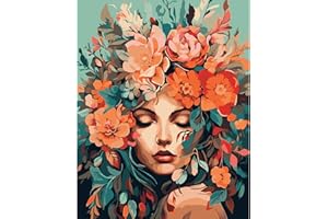 LAISLLA Malowanie według liczb, dla dorosłych, "zrób to sam", ręcznie malowany obraz olejny, , zestaw do malowania z 3 pędzlami, farby akwarelowe, łatwe malowanie według liczb, dla dzieci, 40 x