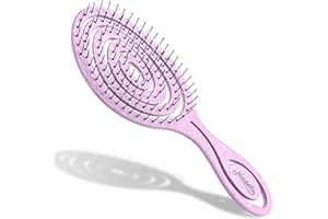 Ninabella Brosse Cheveux Demelante pour Femme, Homme & Enfant - Ne Tire Pas - Brosses Brushing Renforçante Cheveux Mouillés, Bouclés & Lisses - Brosse a Spirale Unique - rose