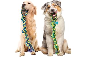 SHARLOVY Juguete de cuerda para perros, juguetes masticables de algodón duradero para masticadores agresivos, juguetes interactivos para perros de raza pequeña, mediana a grande (paquete de 2, para
