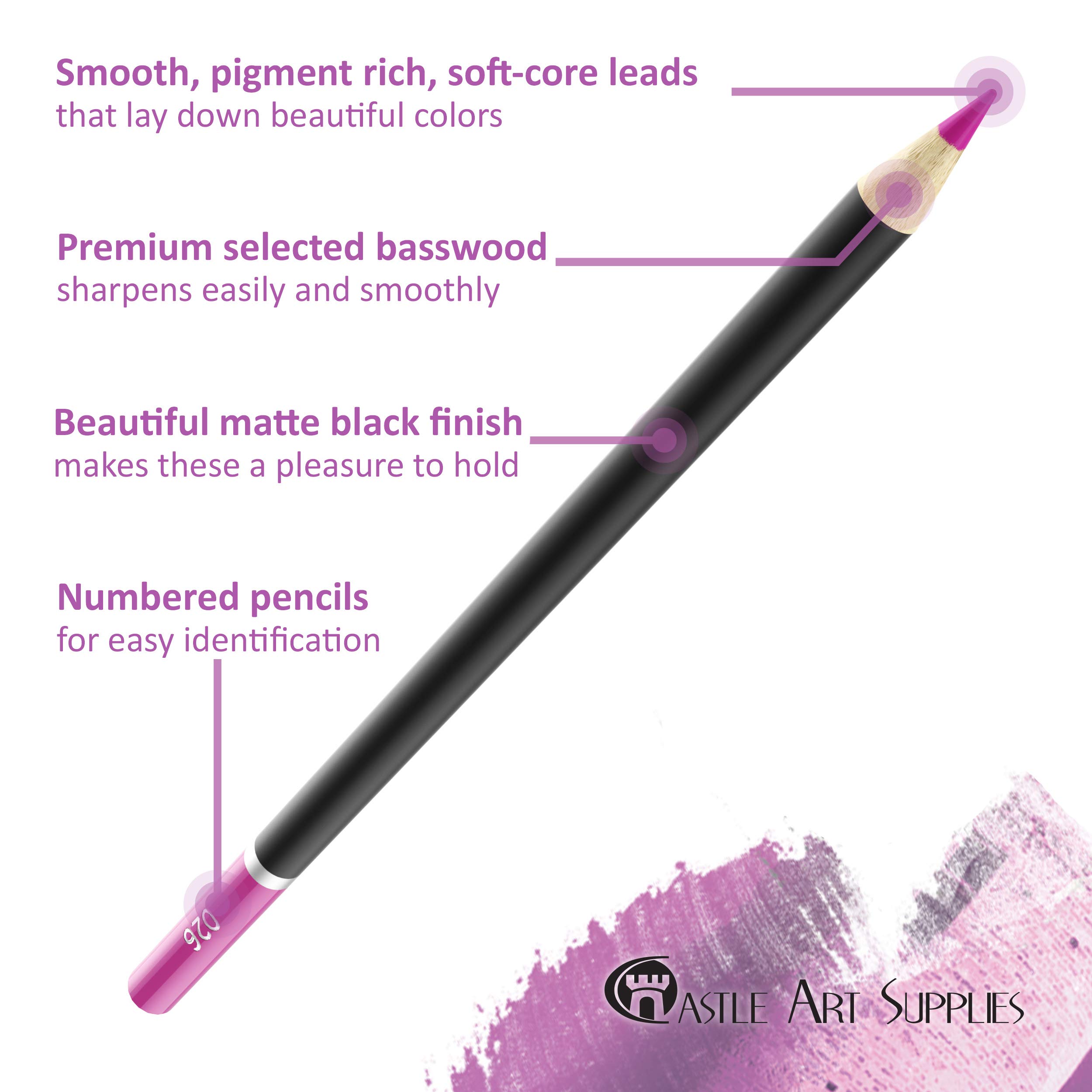 Castle Art Supplies Set de 120 Crayons de Couleur Mines Tendres