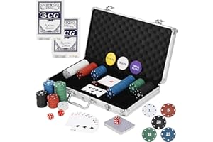 SPRINGOS Set da poker 300 chip, 2 giochi di carte, 5 cubi, custodia inclusa