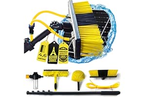 GENERIC Pro Telescopic Water-Fed Cleaning Pole – 15ft (4.6m) Lightweight Aluminium Kit with 3 Brush Heads – For Solar Panels, Windows & More