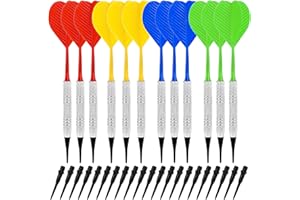 Acboor Flechette Pointe Plastique, 12 Pièces Fléchettes à Pointe Souple 100 Accessoires Fléchettes Tête Flèche pour Cible Flechette Electronique Jeu de Fléchettes