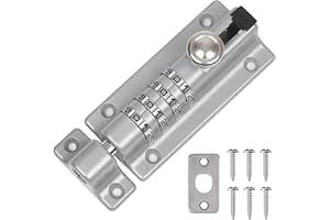 Weielt Digit Combination Locking Bolt, 4 Digit Sliding Lockable 120mm Stainless Steel Silded Garden Gate Latch for Wooden Gates, Gate Door Bolt Lock with Anti-Tamper Screws (Silver)
