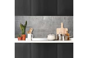 ‎CREARREDA Spritzschutz für Küche, Wandaufkleber für die Wand, Finish: Beton, 180 x 60 cm, 100% Made in Italy, mit ungiftiger Tinte, schwer entflammbar und wasserbeständig