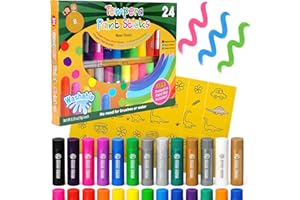 KIDS B CRAFTY Paint Sticks for Children – 24 Washable Quick-Dry Colours for Kids & Toddlers | Mess-Free Twist-Up Paint Set with Splash Mat