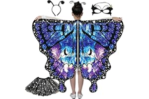 YIZHIXIANGQ Alas Mariposa Niño, 4pcs Disfraz Mariposa Niño, Capa Mariposa Niña, Disfraz Alas Mariposa Niños, Capa de Alas de Mariposa, Adecuado para Niñas en Carnaval, Fiesta de Juegos de Rol