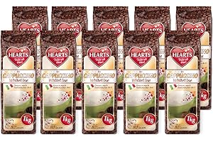 HEARTS Cappuccino White 10 x 1 kg - Enligt italiensk stil, ca 80 portioner per påse, praktisk familjeförpackning, intensiv arom, mjölkig och krämig