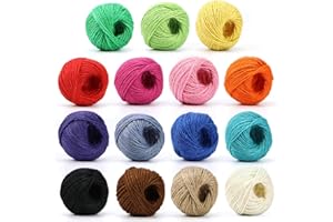 HULISEN Jute Twine - 15 Roll, 1230 Feet (410 Yards) 2mm 3 ply Twine String for Artworks, DIY Crafts, Gift Wrapping Twine, Picture Display and Embellishments