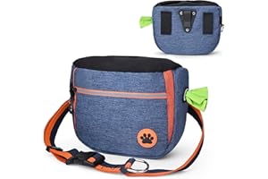 Xoolkly Dog Treat Pouch for Dog Training and Walking Dog Treat Bag with Adjustable Belt 3 Ways to Wear Dog Walking Bag with Poop Bag Holder, Blue