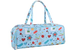 Coopay Borsa da Maglia per Riporre Lana con Scomparto Pratico per Ferri, Tasca Laterale - Organizer per Maglieria Leggero Grande