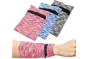 Yitexin Lot de 3 Portefeuilles de Poignet avec Fermeture éclair, Bracelet de téléphone léger pour la Course à Pied, Pochette de téléphone Portable Respirante avec 2 Poches