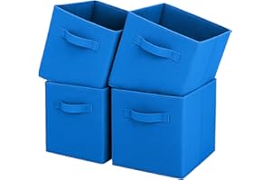 Boîte de rangement Pinkgarden, cube de rangement en tissu pliable avec poignées pour la maison, la chambre des enfants, le placard et l'organisation des jouets, lot de 4, 26,7 x 26,7 x 27,9 cm, bleu