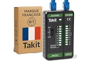 TAKIT Testeur RJ45 CAT5E à CAT8 - Testeur de Câbles Réseaux Ethernet et Blindage - Marque Française Garantie 5ans