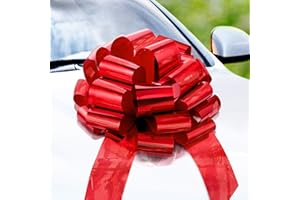 Zoe Deco - Big Car Bow - Shiny Red, 18 Inch - Giant Car Bow for Birthday, Christmas, Wedding Reception, Surprise Party - Large Gift Wrapping for Huge Present