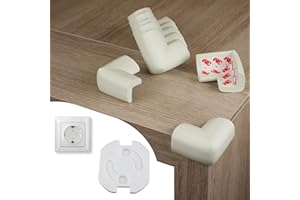 ROPO22 Kit de Seguridad para Bebes y Niños. 5 Piezas de Protectores de Enchufes con Mecanismo de Giro de Muñeca con 8 Piezas de Protectores de Esquina para Muebles Que se Adaptan a Cualquier Superficie.