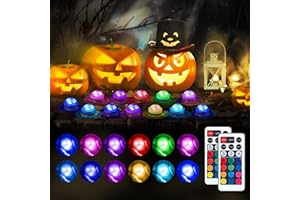 VAYALT Mini Lumières LED Submersible, 12Pcs Lampe Sous Marines Étanche RGB Multicolore Bougies LED Éclairage avec Télécommande pour Aquarium Vase Piscine Étang Décoration Halloween Noël Fête Mariage
