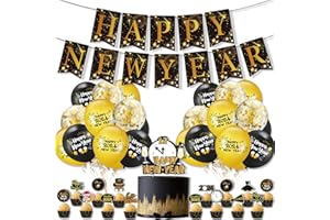 KOBOKO Silvester Deko 2024, Happy New Year Deko Set, 2024 Neues Jahr Luftballons Partydekorationen, New Year Decoration 41 Stück, Silvesterpartydeko Accessoire für Silvesterparty