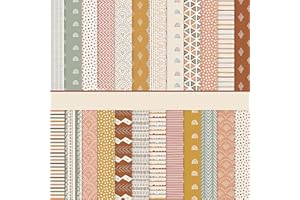 MIATTCLD Scrapbook Papier mit Boho Muster, 24 Blatt Dekorpapier Decoupage Papier Block Stamperia doppelseitiges Bastelpapier für DIY Kartenherstellung, Alben, Bullet Journals, 30.5x30.5 cm