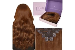 ‎FSHINE Fshine Clip Extensions Echthaar 40cm Auburn Double Weft 7 Stücke 120g Clip in Haarverlängerung Natürliche Echthaar Extensions Seamless Clip in Echthaar in der Farbe 330