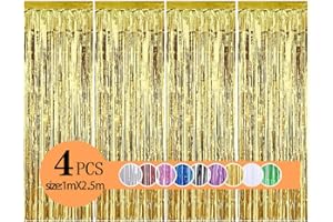 YIIKY Metallische Lametta Vorhänge/Folie Hintergrund Fringe Vorhänge für Geburtstag Party/Hochzeit, DIY Photo Booth Dekorationen, Tür Fenster Hintergrund Foto Requisiten für Weihnachten(1x2.5m)