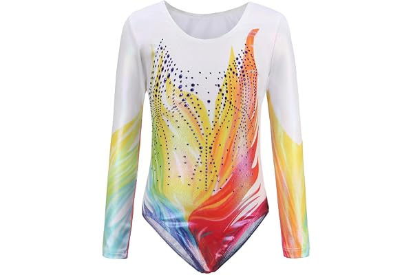 SEAUR Justaucorps de Gymnastique Fille Sans Manches Léotard de Gymnastique Brillant Enfant Maillot de Gymnastique Fille 5-14 Ans