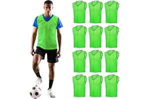 GSi Training Pinnies for Soccer, Basketball, Football (Pack of 12) Mesh Scrimmage Vests for Youth & Adults - Breathable Practice Jerseys - Large Sports Bibs for Teams - 5 Colors Options
