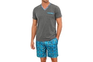 Leversic Pyjama Homme Été Ensembles de Pyjama Short Court Manches Confortable Doux S-4XL