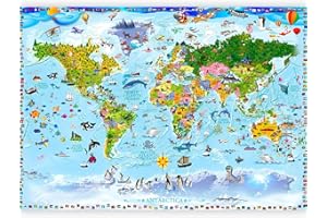 murando - Carta da parati Mappa del mondo per bambini 450x315 cm Fotomurali in TNT Murale alla moda Decorazione da Muro XXL Poster Gigante Design Carta per Pareti Mappa del mondo e-A-0102-a-a