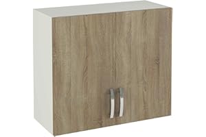 HOGAR24 ES - Mueble Alto de Cocina para Colgar 2 Puertas Color Roble Cortez, Medidas: 70 x 80 x 33 cm