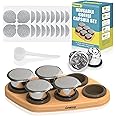 CAPMESSO Reusable Coffee Pods for Nespresso Originalline, 6pcs Nespresso Refillable Pods Stainless Steel Capsules Compatible with Nespresso Originaline Machine (6 Pods+100pcs Lids+ Wood Storage Tray)